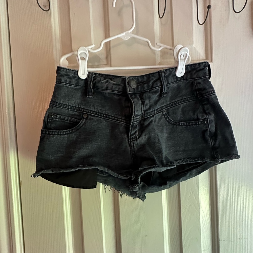 Free People Black Denim Shorts